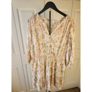Treasure & Bond Ivory Floral Print Ruffle Hem Minidress NWT - 1X